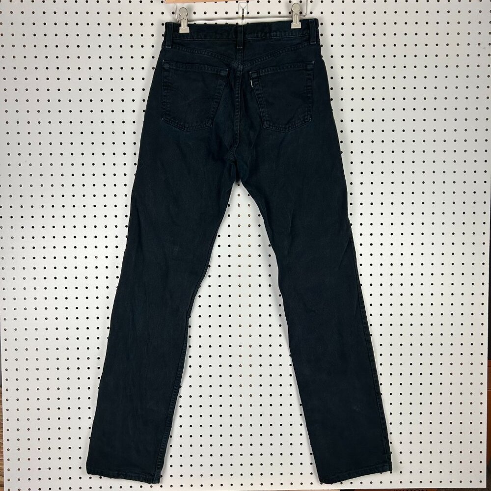 Levis SilverTab Straight Slim Black Jeans 30x34 USA Made 90s Vintage READ Repair